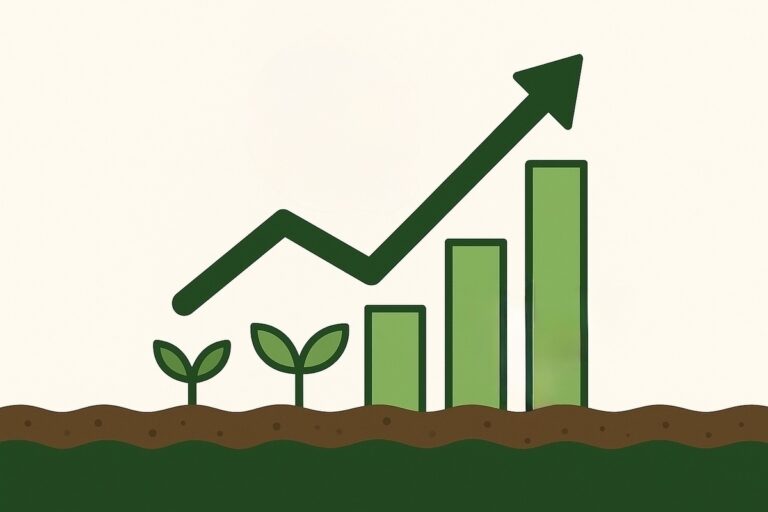 Nowoczesna ilustracja przedstawiająca analizę rynku i kosztów nawożenia w 2025 roku, przygotowana przez Agralab.